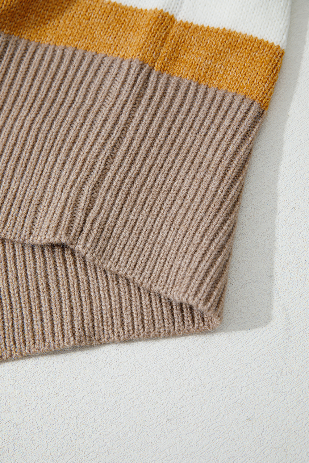 Multicolour Striped Colorblock Drop Shoulder Plus Size Sweater - Image 7