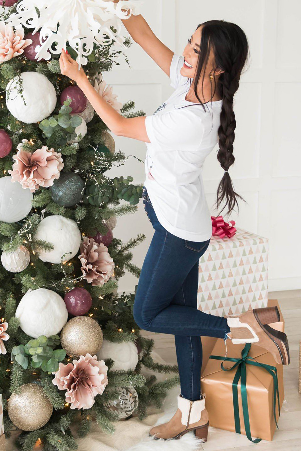 White Christmas Tree Graphic Tee - Image 6