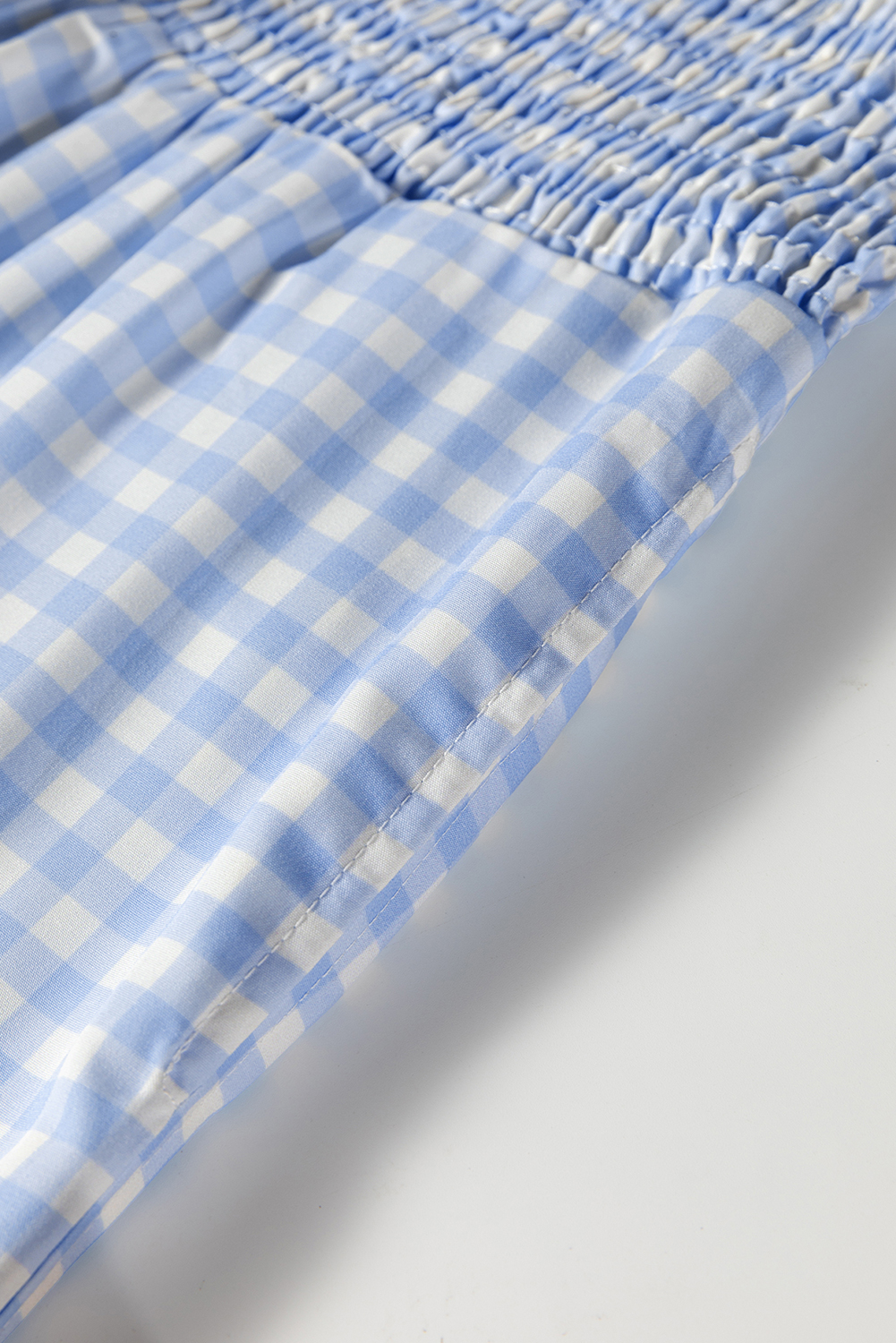 Myosotis Plaid Print Smocked High Waist Womens Loose Pants - Image 7