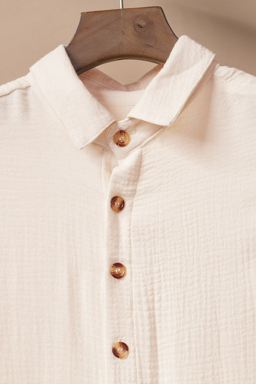 Apricot Crinkled Buttons Maxi Beach Dress with Slits - Image 6