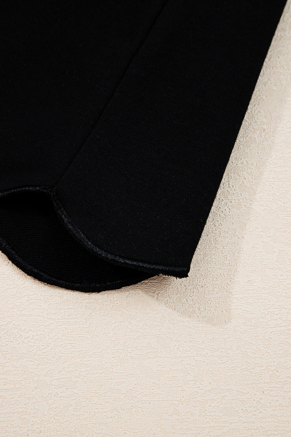 Black Scallop Trim Color Block Long Sleeve Collared Top - Image 7