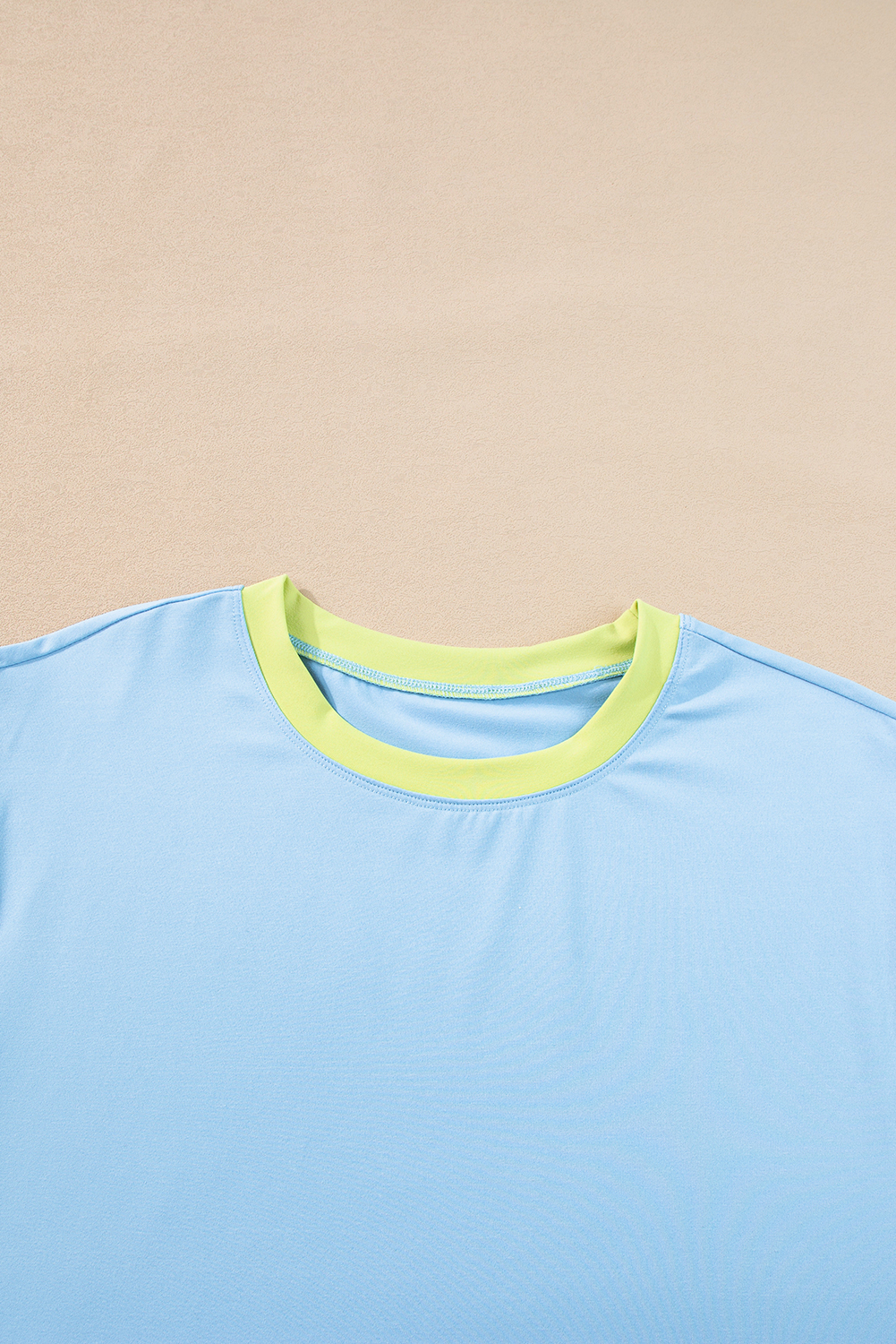 Sky Blue Color Block Detail Casual Two-piece Outfit - Image 6