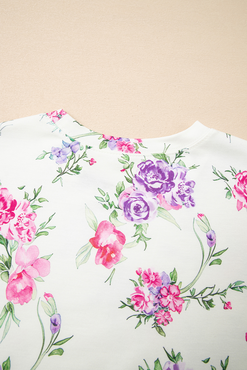 Apricot Floral Print Pullover Drawstring Lounge Pants Set - Image 8