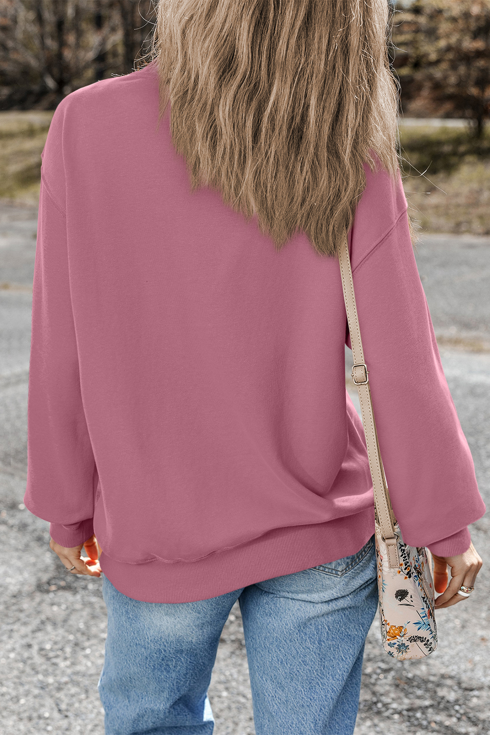 Valerian Plain Drop Shoulder Crewneck Pullover Sweatshirt - Image 3