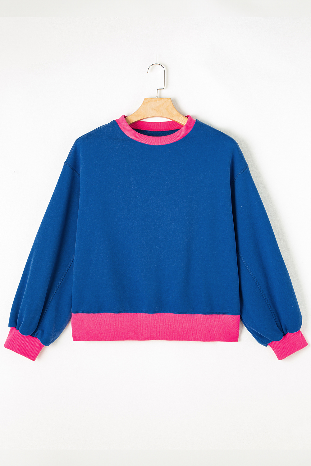 Blue Colorblock Bubble Sleeve Sweatshirt - Image 8