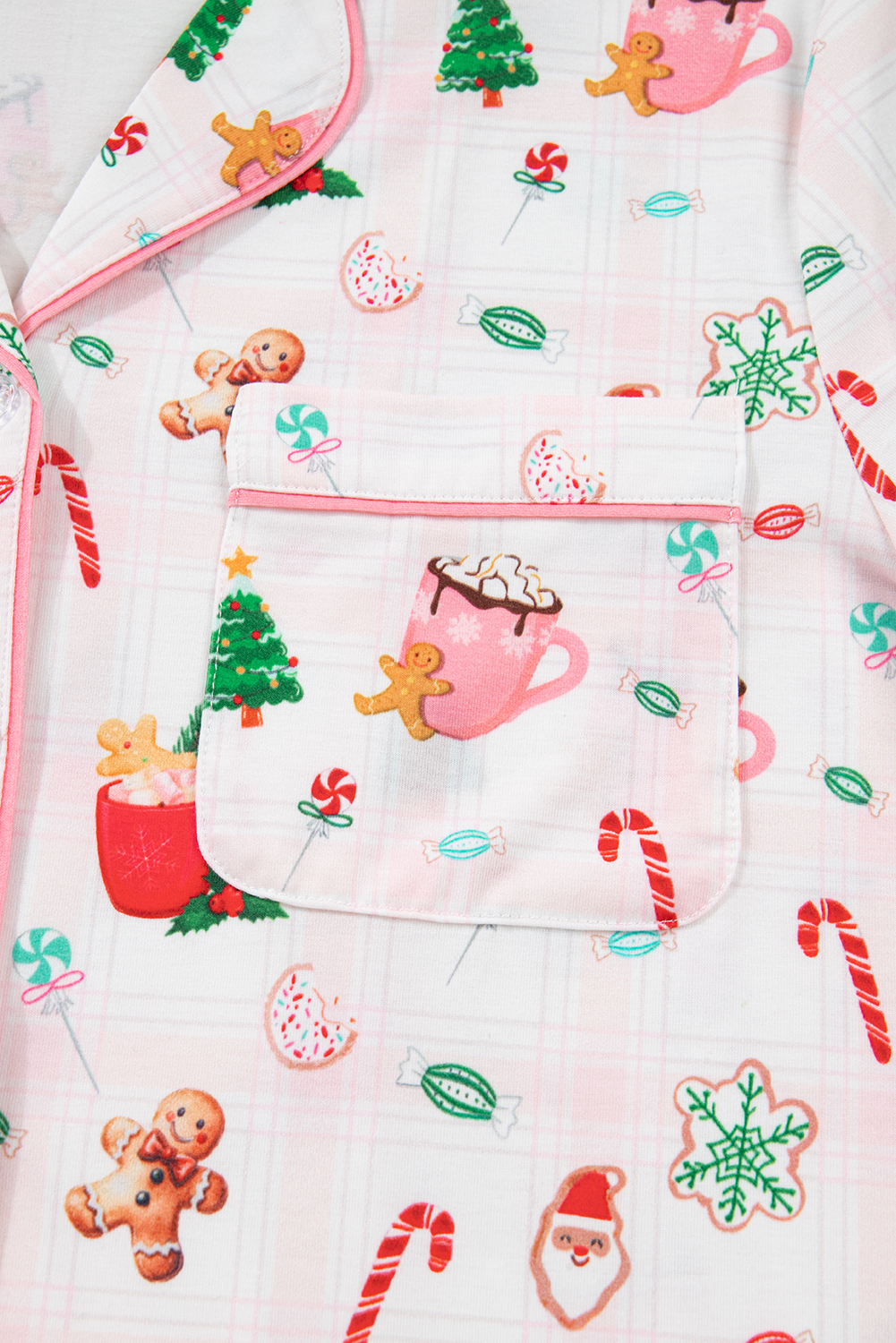 Pink Christmas Spirit Cute Holiday Print Short Sleeve Shirt and Pants 2pcs Pajama Set - Image 8