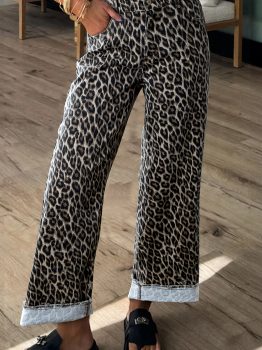 Yellow Leopard Straight Loose Leg Jeans