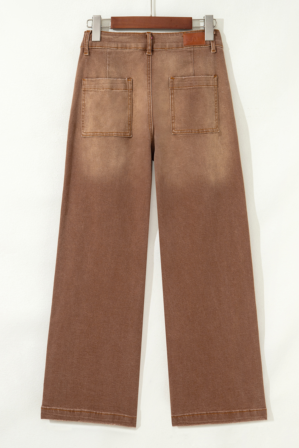 Brown Mimimalist Patch Pocket Womens Shift Jeans - Image 8