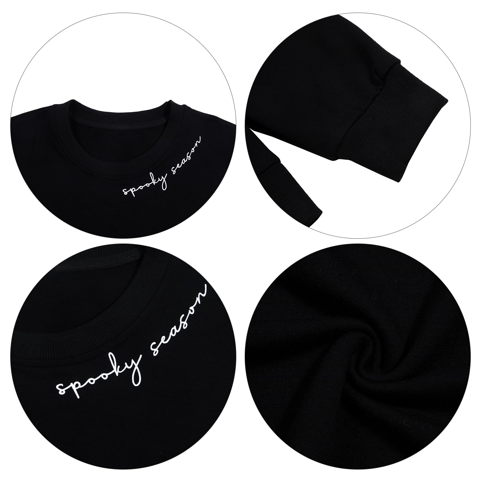 Black Spooky Season Halloween Ghost Printed Drop Shoulder Sweatshirt - Image 7