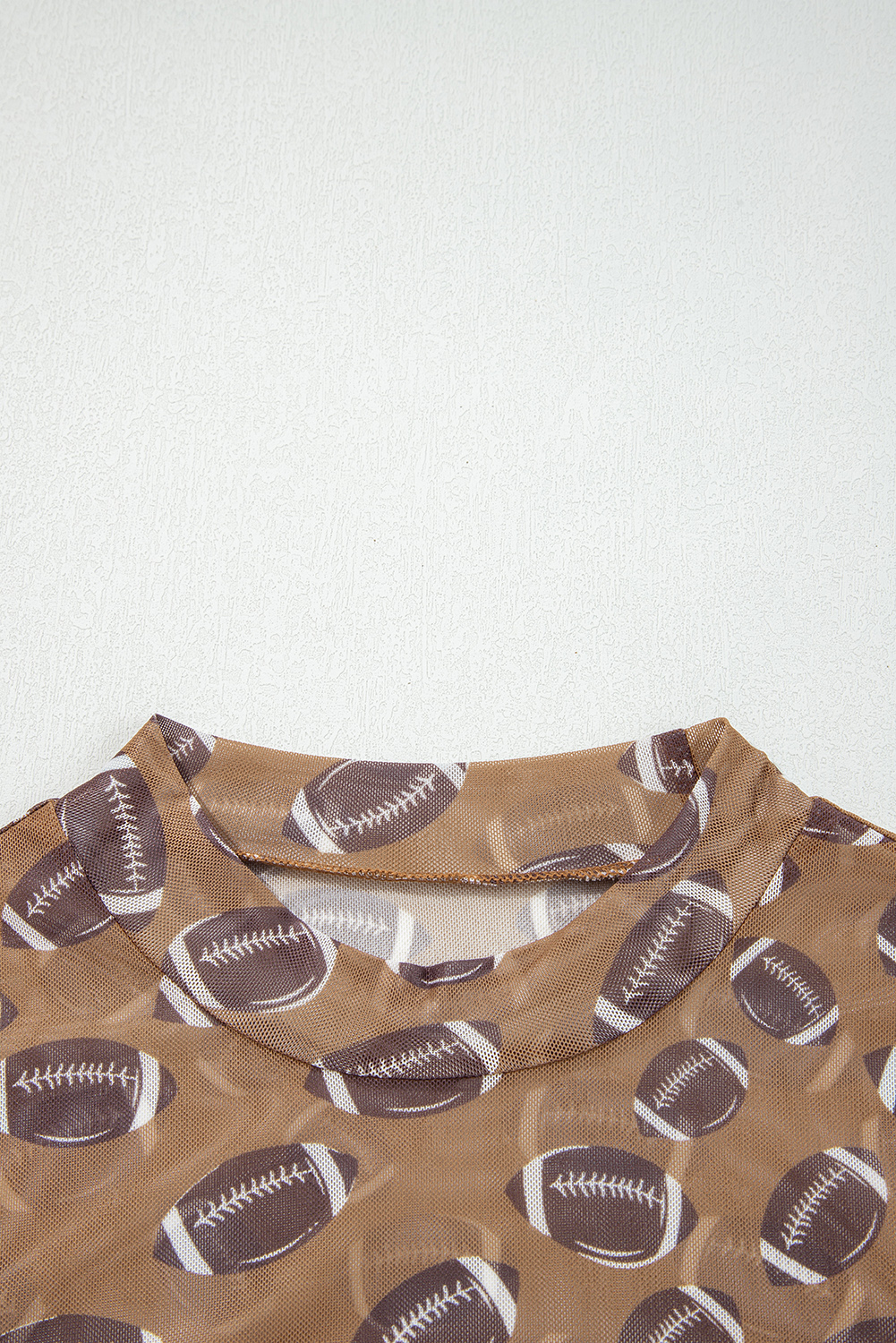 Brown Game Day Rugby Mesh Sheer Long Sleeve Top - Image 6