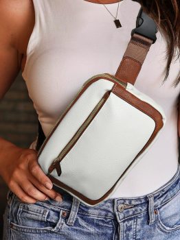 White Adjustable Strap Mini PU Leather Crossbody Bag