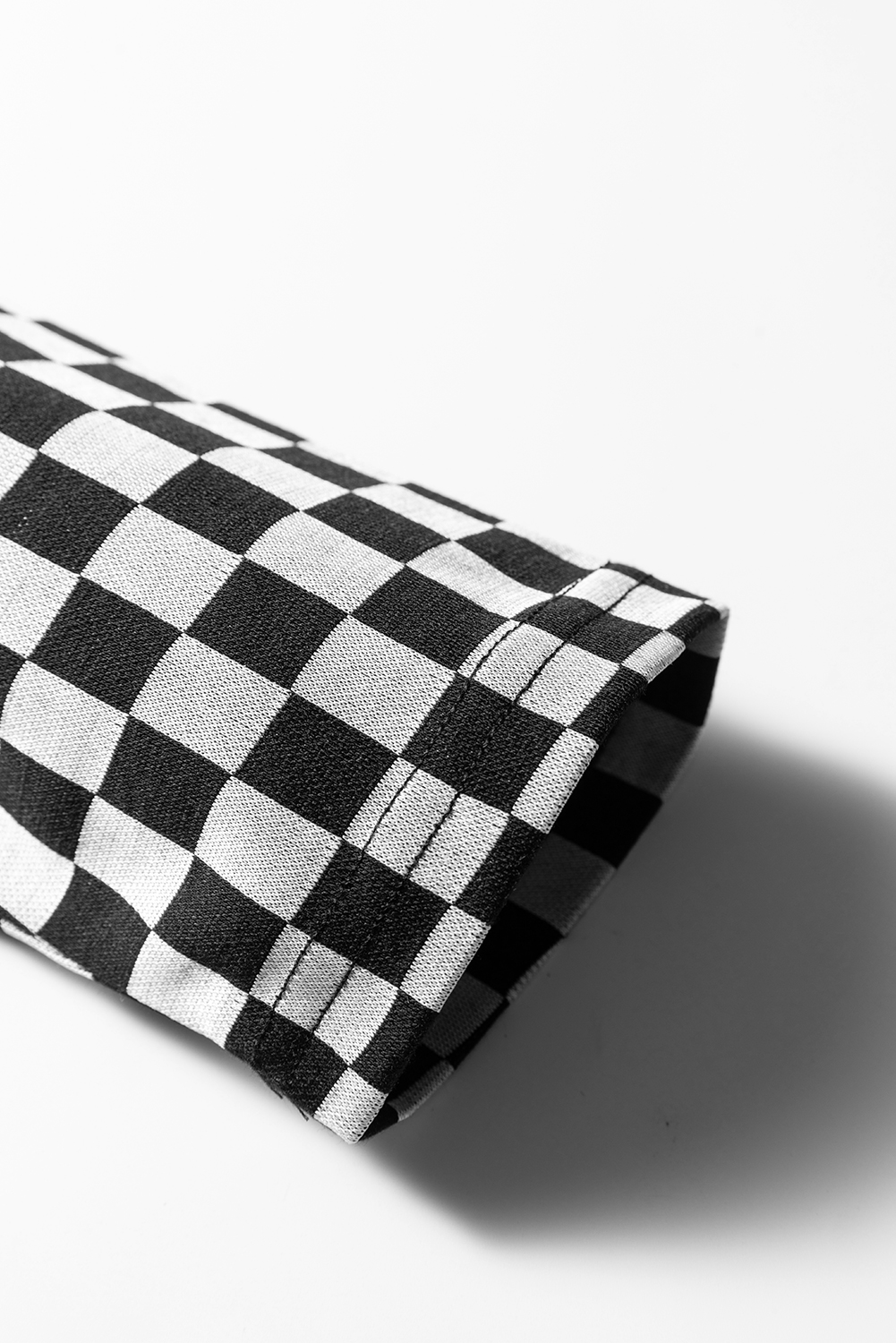 Black Plaid Textured Contrast Checkered Patchwork Long Sleeve Top - Image 6