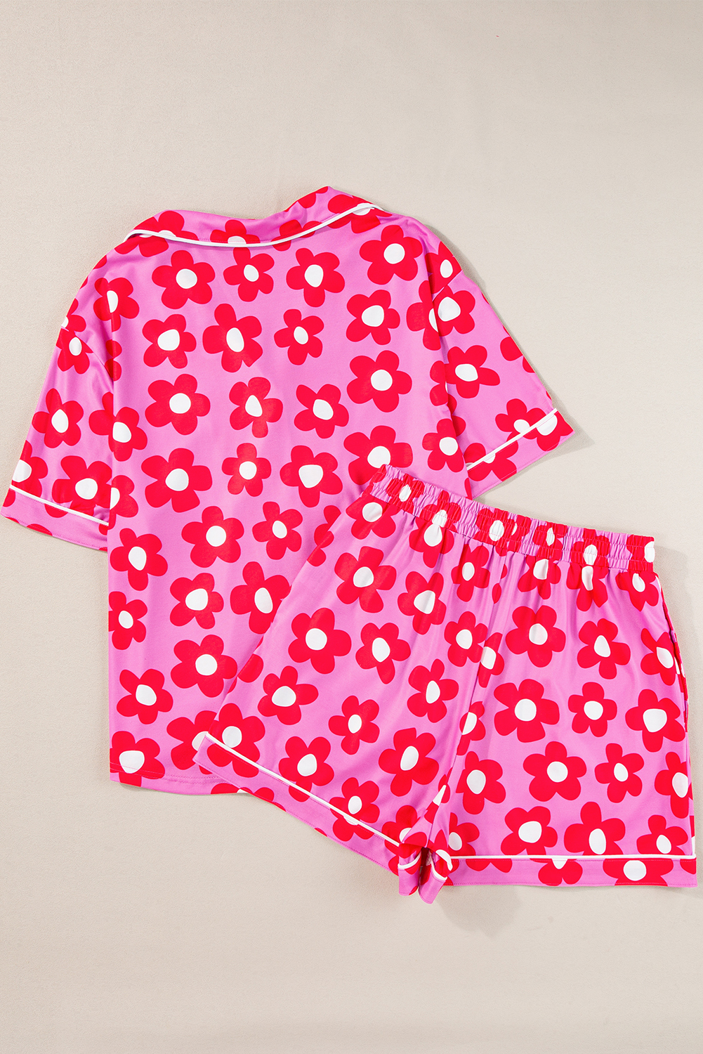 Flower Print Short Sleeve Shirt Pajamas Set - Image 4