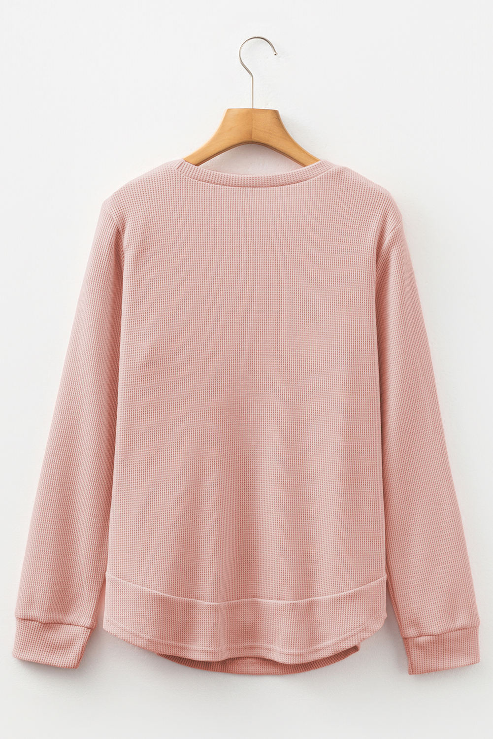 Gossamer Pink Rounded Hem Waffle Long Sleeve Top - Image 6