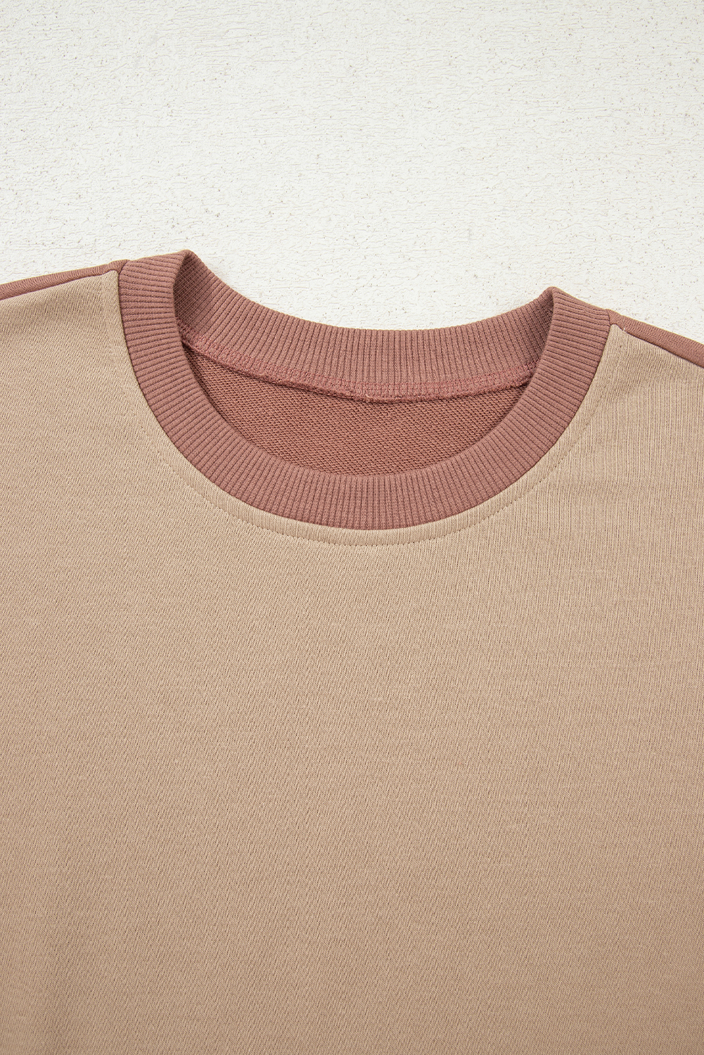 Khaki Color Block Long Sleeve Crop Top Drawstring Pant Set - Image 8