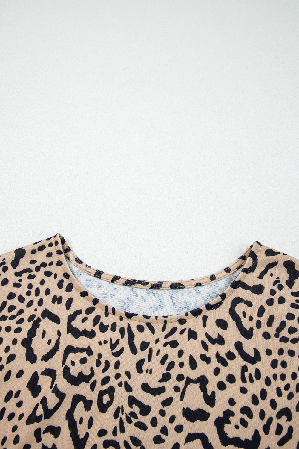 Khaki Leopard Print Long Batwing Sleeve Loose Top - Image 5