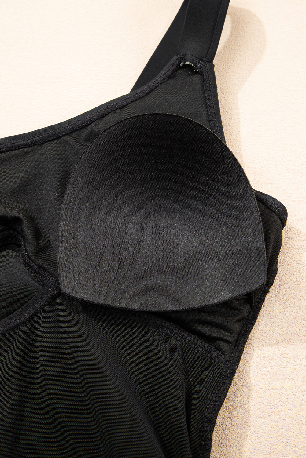 Black Adjustable Straps Cutout Ruched Knot Slit One Piece Swim Dress - Image 7