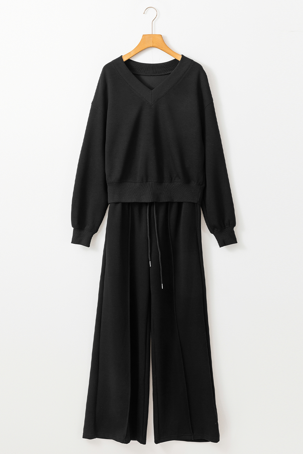 Black V Neck Cropped Seamed High Waist Sports Wear - Image 8