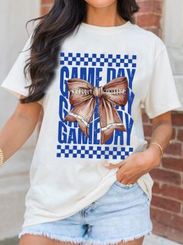 White Rugby Bowknot GAME DAY Graphic Tee