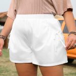 White Bow Decor Pockets Plus Size Shorts