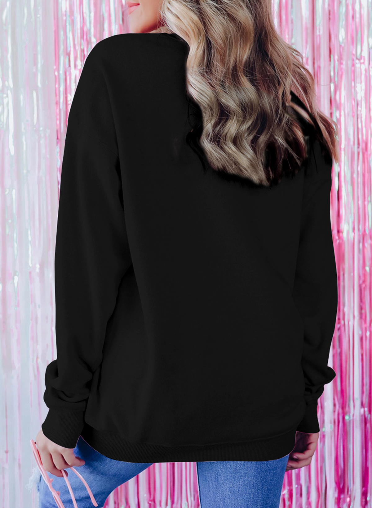 Black Merry Every Thing Tinsel Slogan Sweatshirt - Image 2