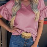 Toadstool Satin Ruffle Sleeve Top