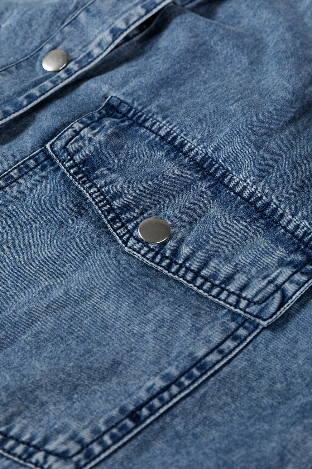 Blue Beau Chest Pocket Raw Hem Denim Loose Shirt Dress - Image 10