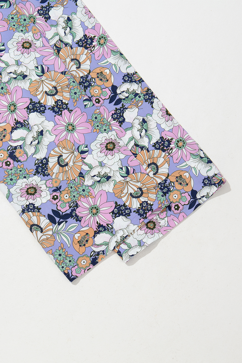 Purple Floral Print Smocked High Waist Square Neck Jumpsuit - Image 6