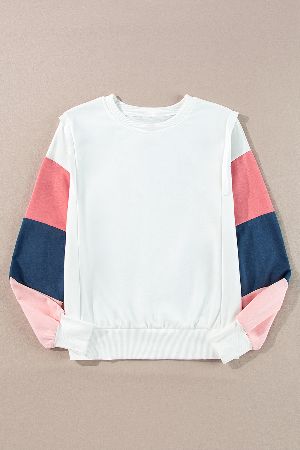 White French Terry Color Block Long Sleeve Top - Image 4