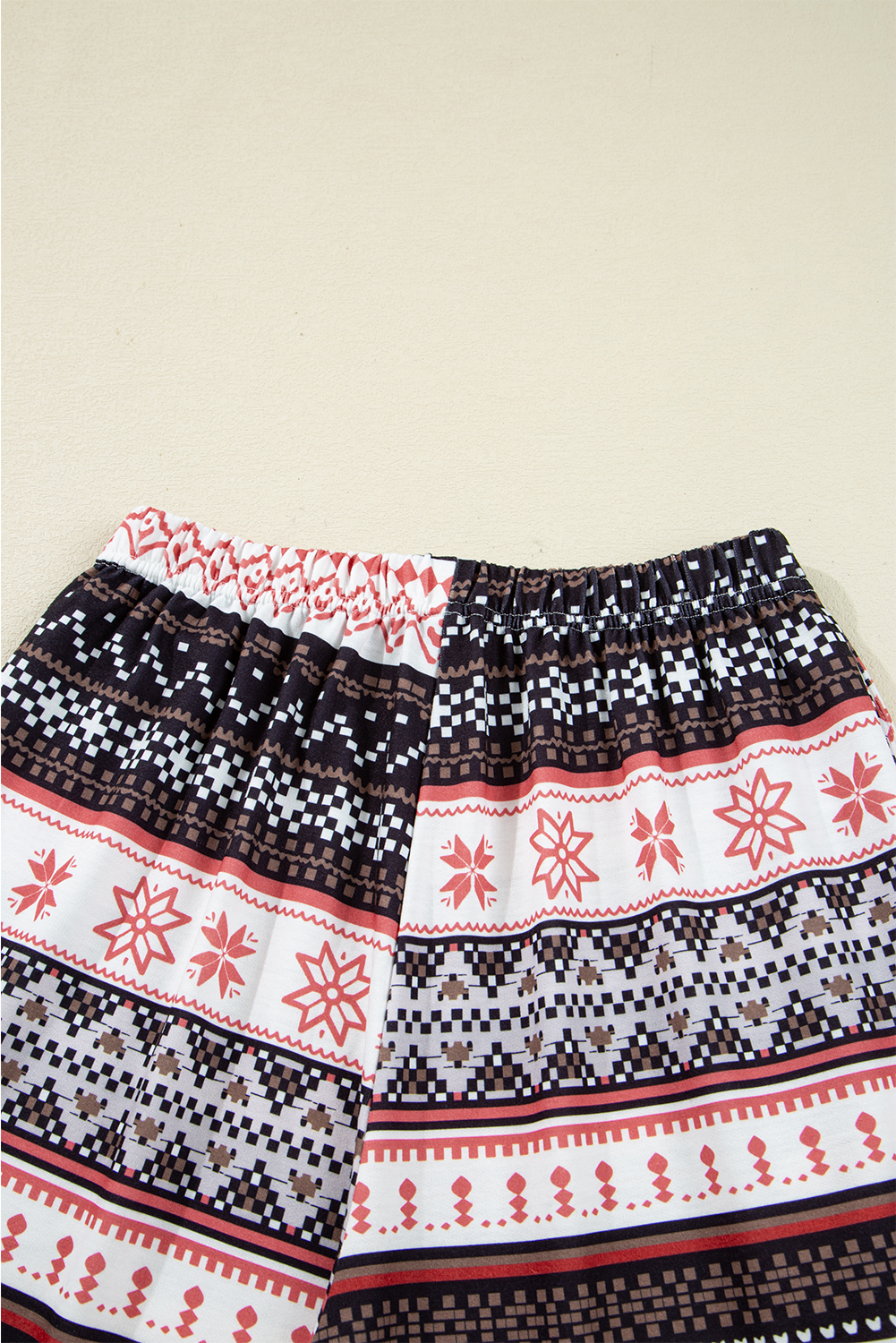Black Retro Christmas Pattern Loose Pullover 2pcs Lounge Pant Set - Image 8
