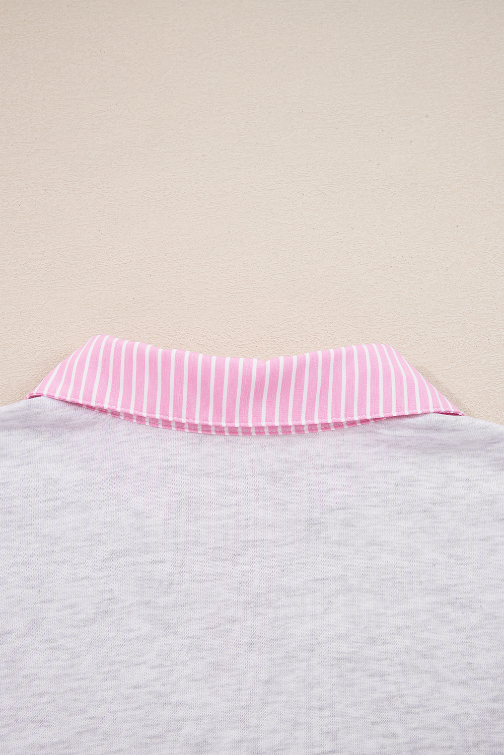 Light Grey 2pcs Contrasted Trim Frilled Collar Drop Shoulder Pullover Drawstring Pant Set - Image 8