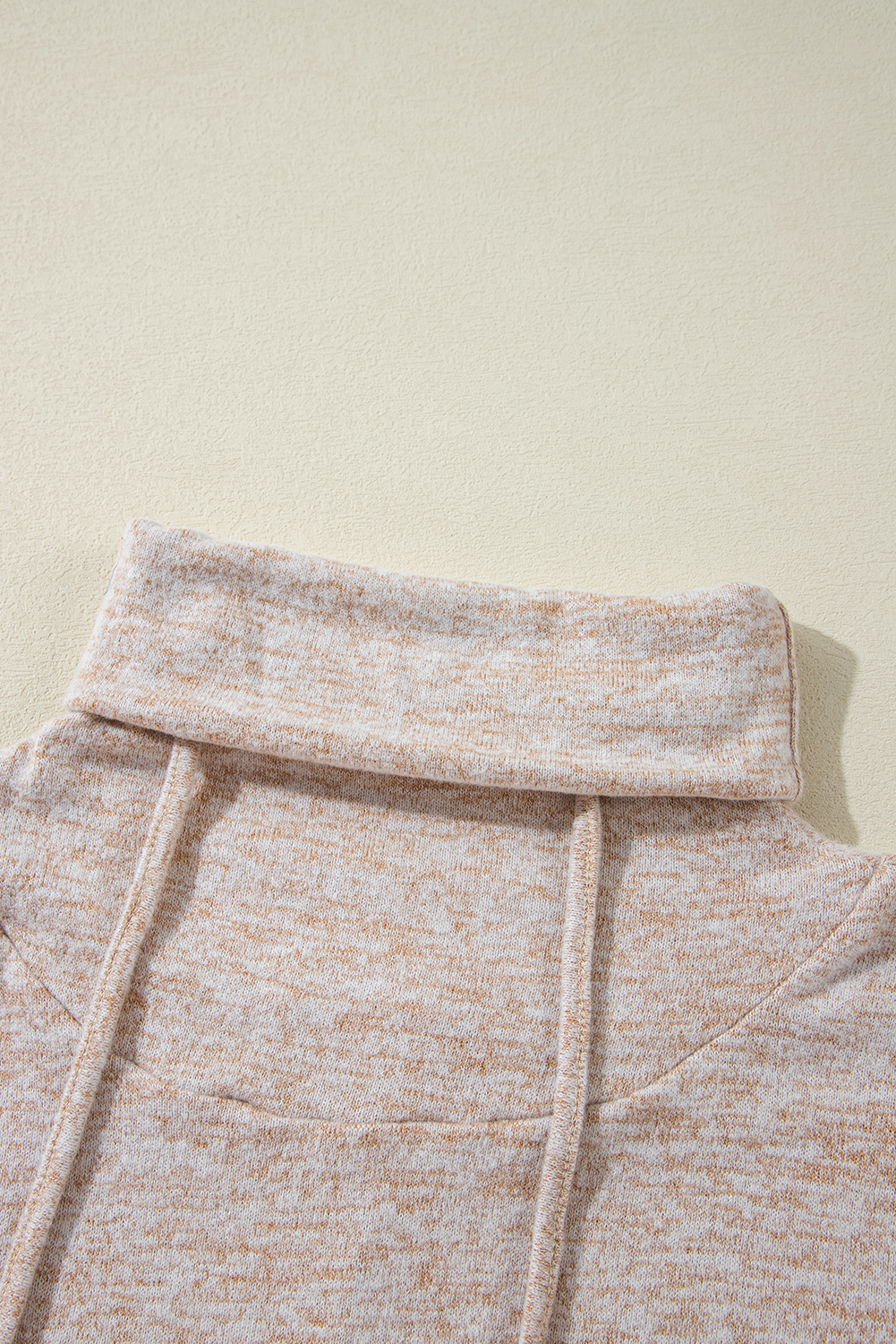 Apricot Drawstring Cowl High Neck Long Sleeve Split Top - Image 7