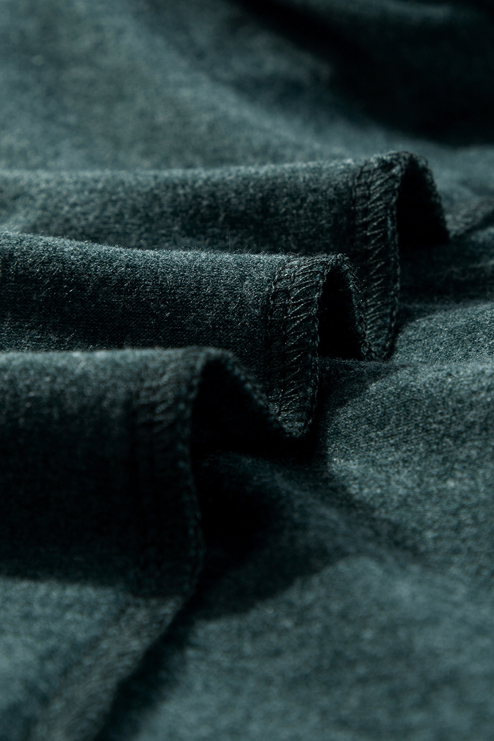 Mist Green Solid Color Long Sleeve V Neck Top - Image 8