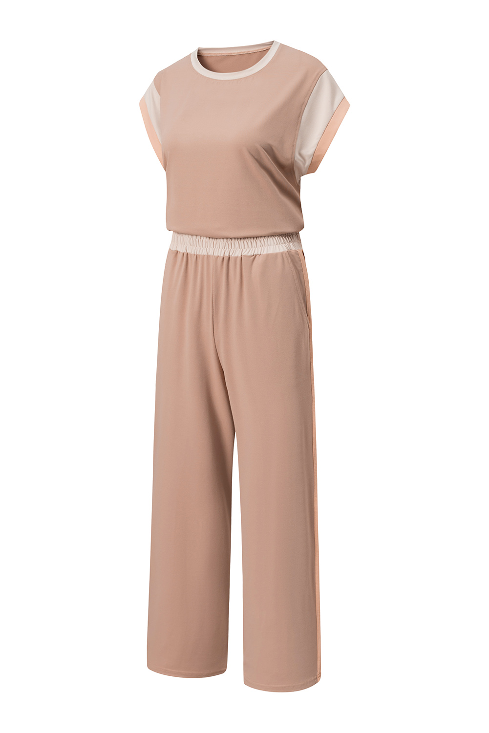 Smoke Gray Color Block Detail Casual Two-piece Set - Image 5