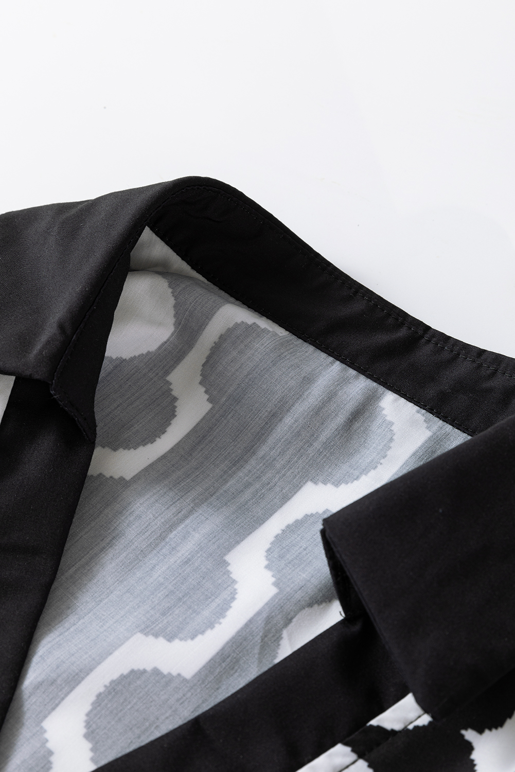 Black Polka Dot Floral Printed V Neck Long Sleeve Shift Mini Dress - Image 7