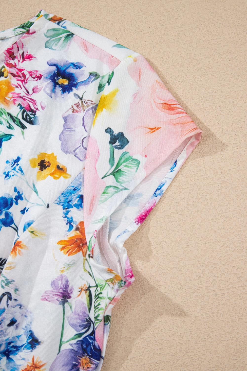 Sky Blue Vibrant Floral Print Cap Sleeve Mini Dress - Image 8