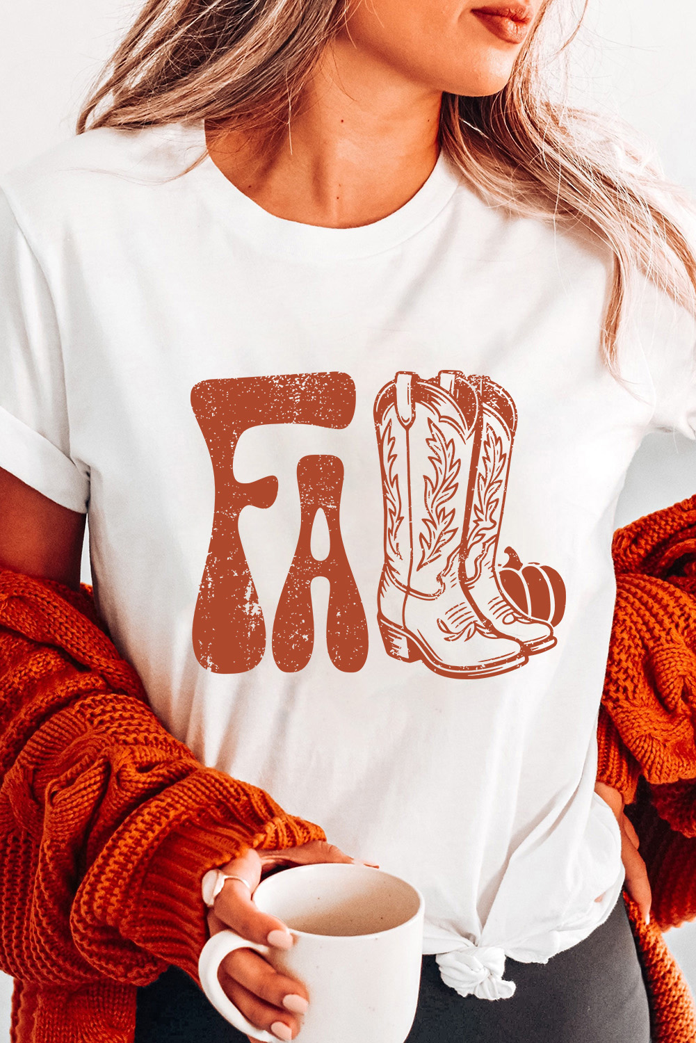 White FALL Boots Cracking Graphic T Shirt - Image 2
