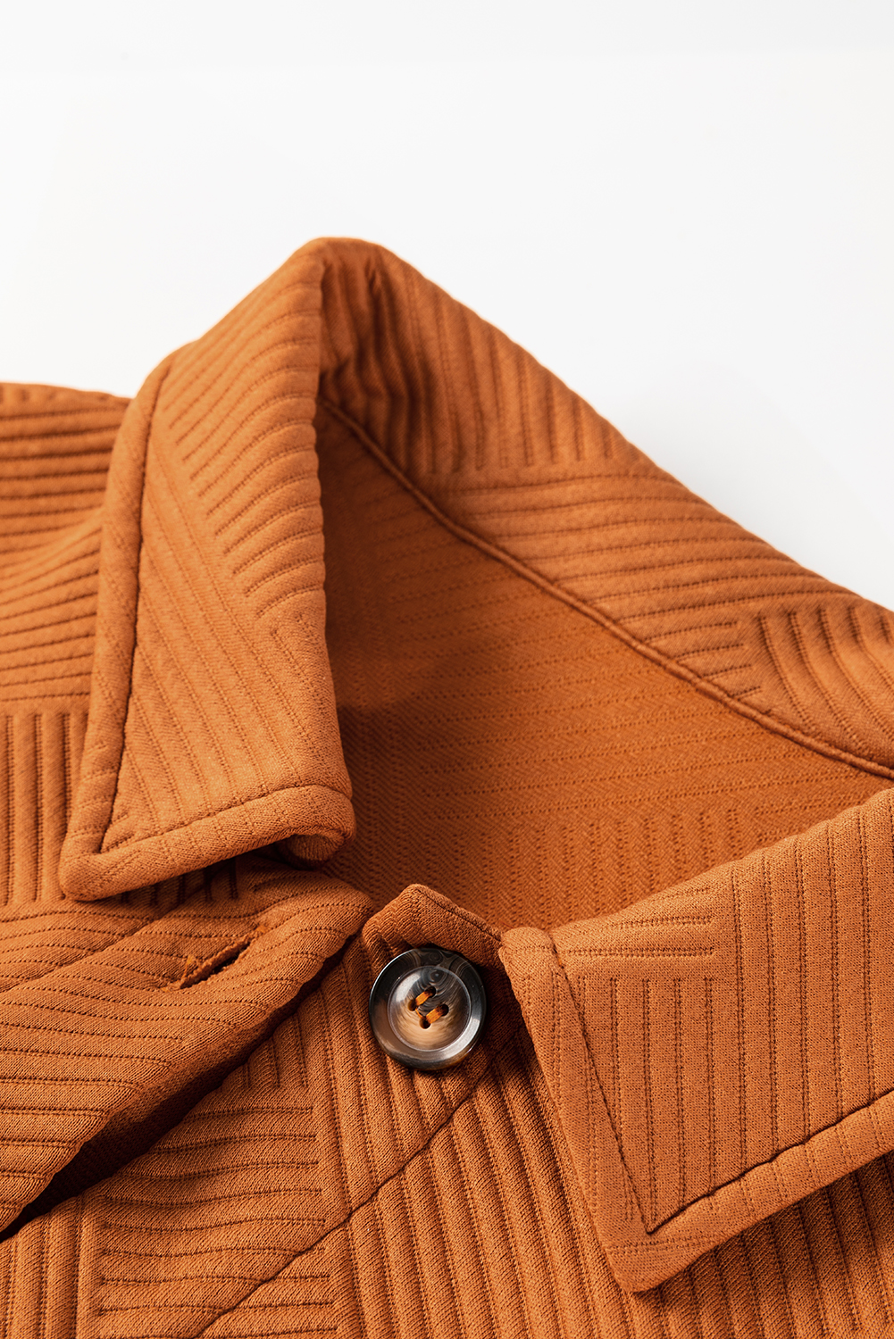 Gold Flame Textured Collared Drop Shoulder Buttoned Front Duster Coat - Image 5