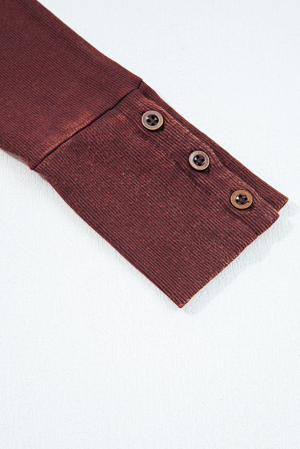 Burgundy Exposed Seam Ribbed Long Sleeve Top - Image 7