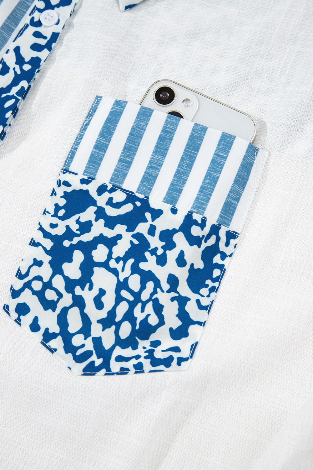 Sky Blue Leopard Striped Western Casual Shirt - Image 8