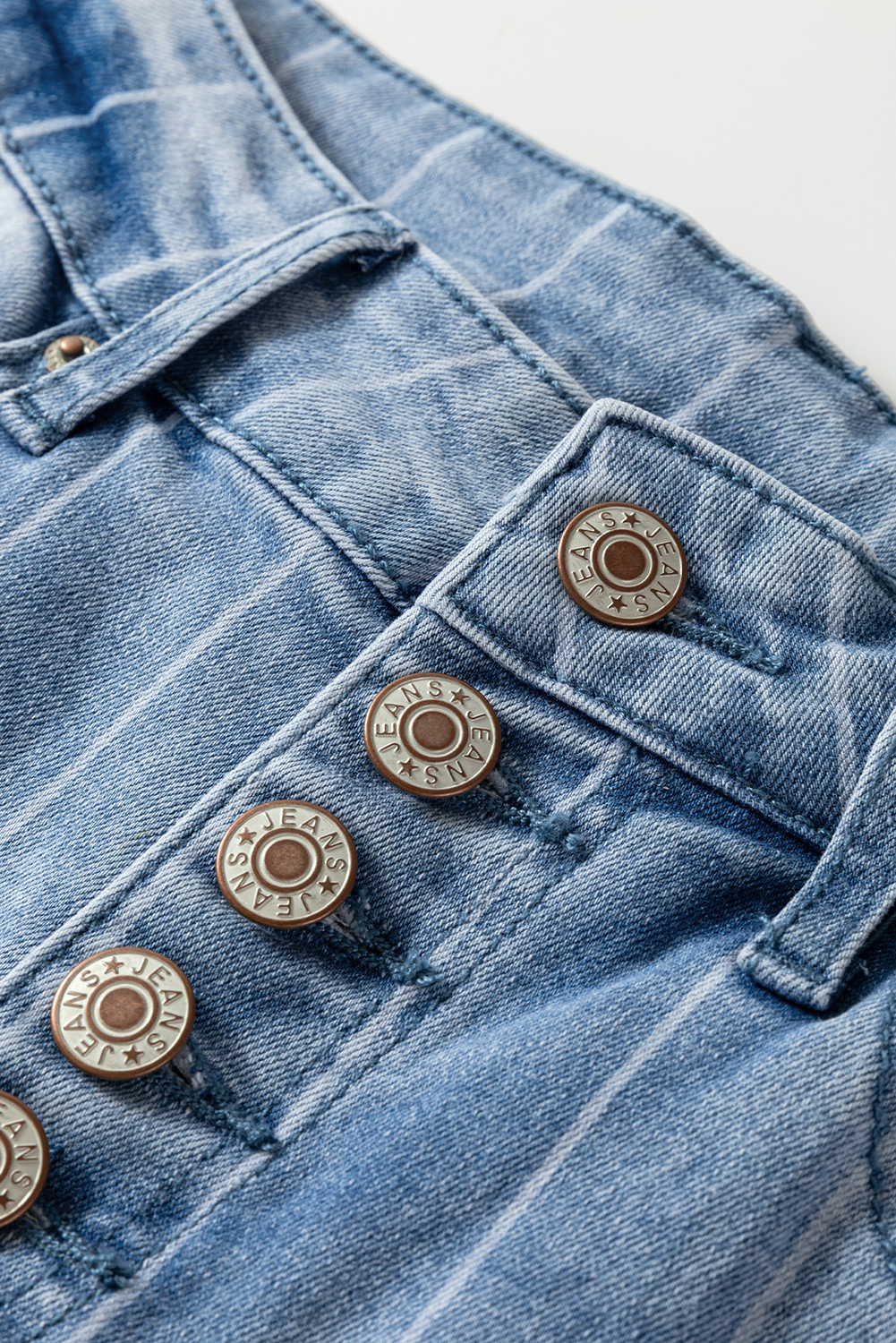 Beau Blue Multi Buttons Pinstripe Wide Leg Jeans - Image 7