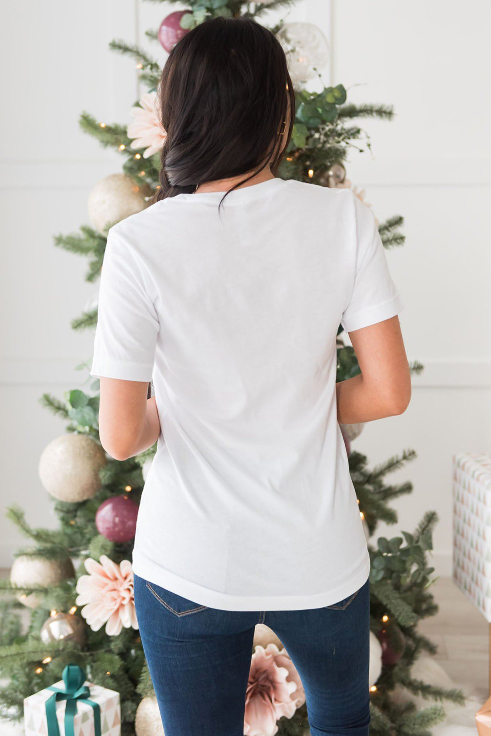 White Christmas Tree Graphic Tee - Image 7