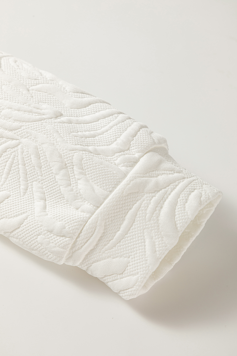 White Jacquard Textured Quarter Zipper Shift Mini Dress - Image 5