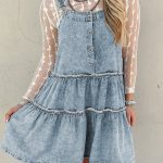 Dusk Blue Light Wash Tiered Flowy Overall Denim Dress