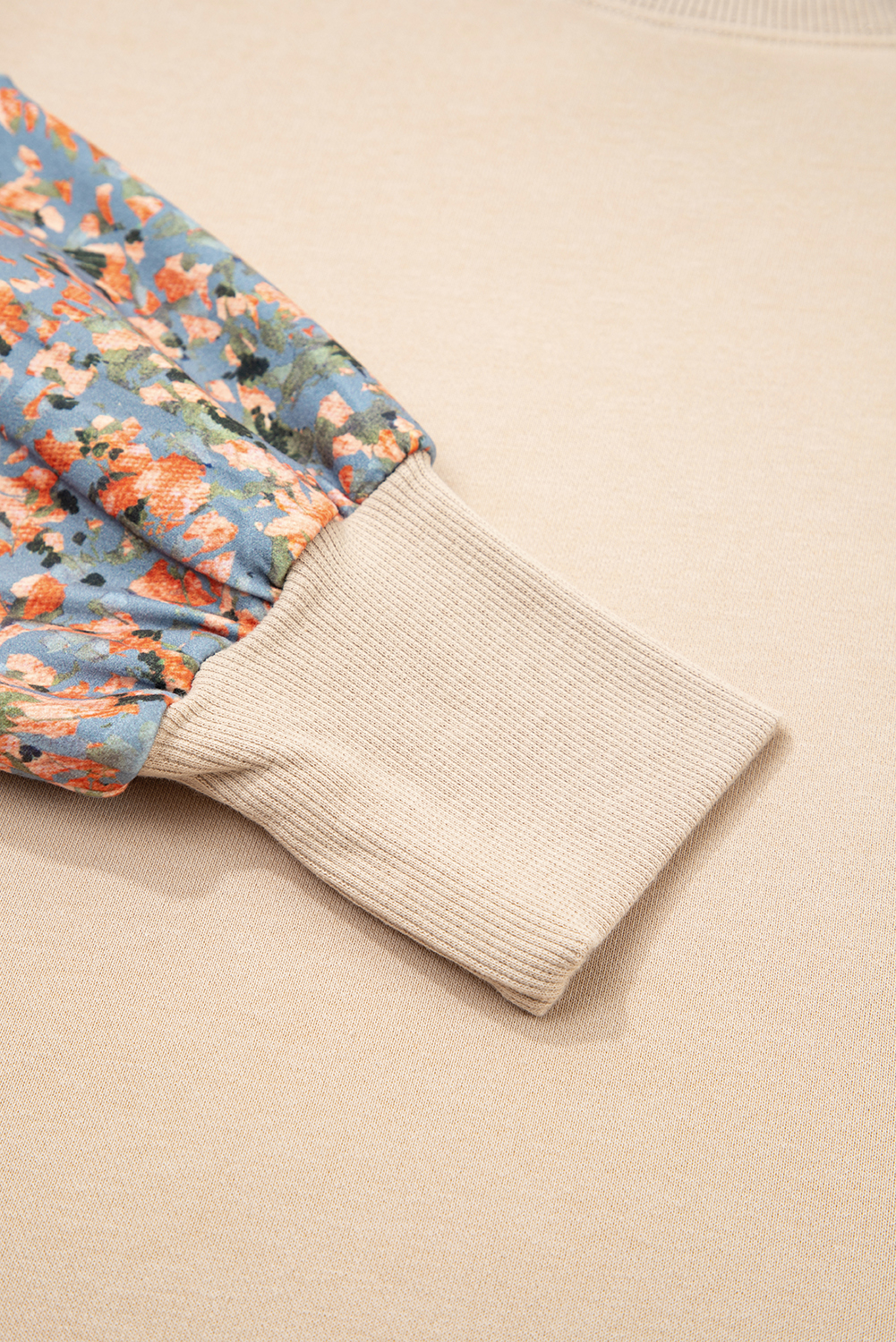 Smoke Gray Plaid Colorblock Patchwork Sleeve Raw Seam Sweatshirt - Image 7