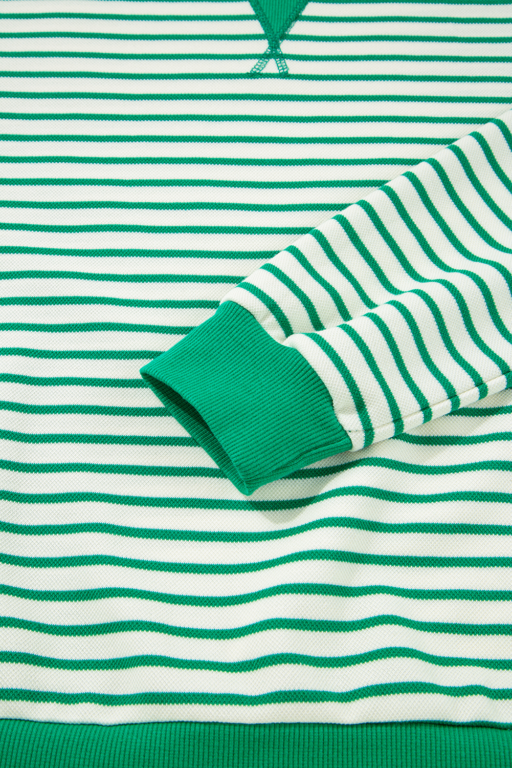 Bright Green Striped Exposed Seam Patchwork Loose Pullover Top - Image 7