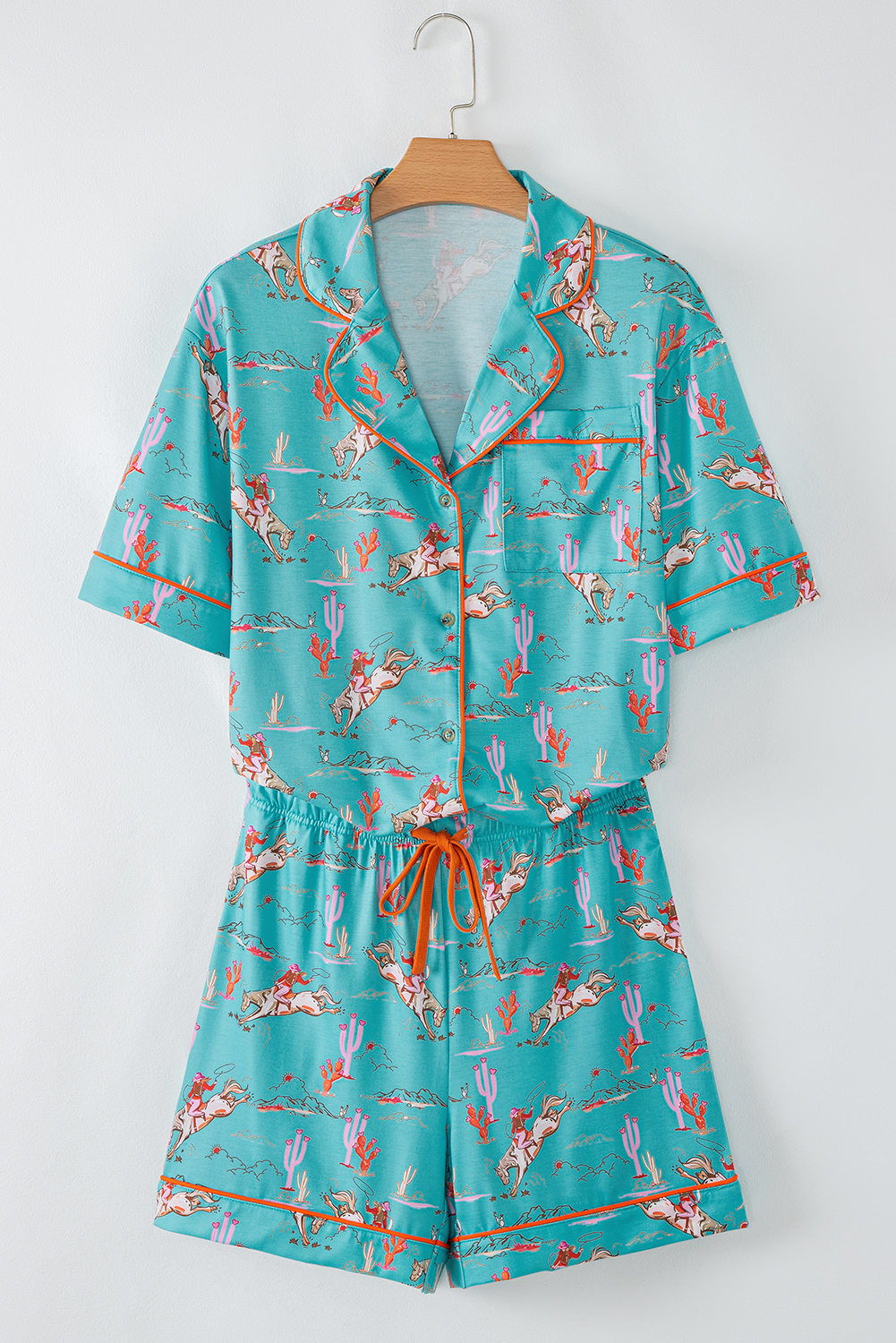 Aruba Blue Cowgirl Country Print Pajamas Set - Image 4