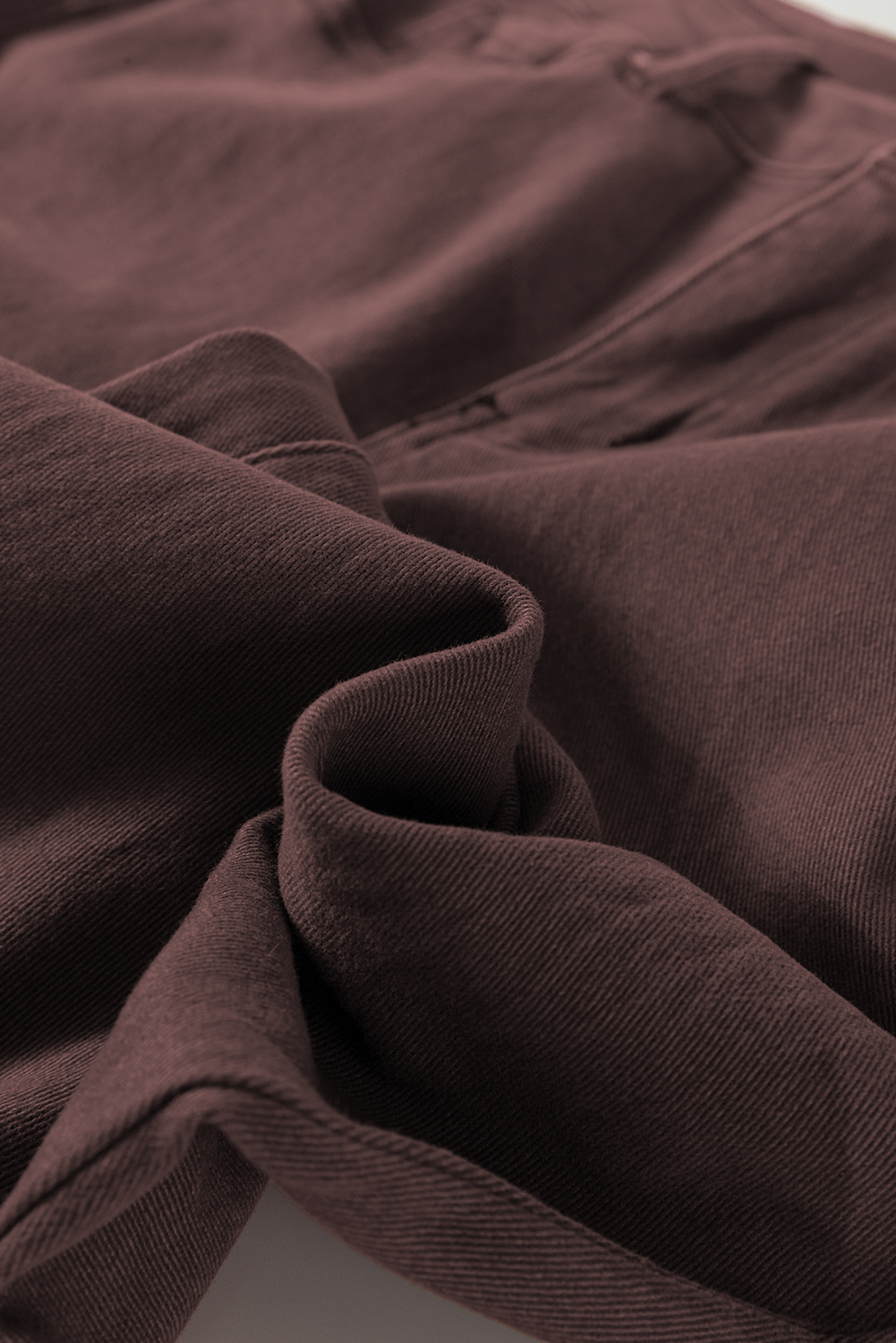 Coffee Loose Straight High Waist Solid Color Jeans - Image 4