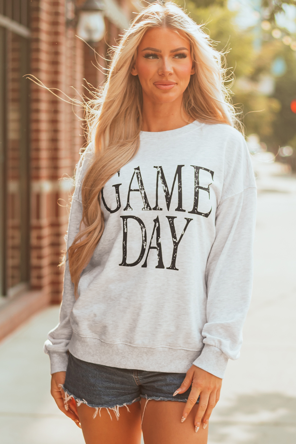 Black Vintage Washed GAME DAY Graphic Baggy Sweatshirt - Image 6