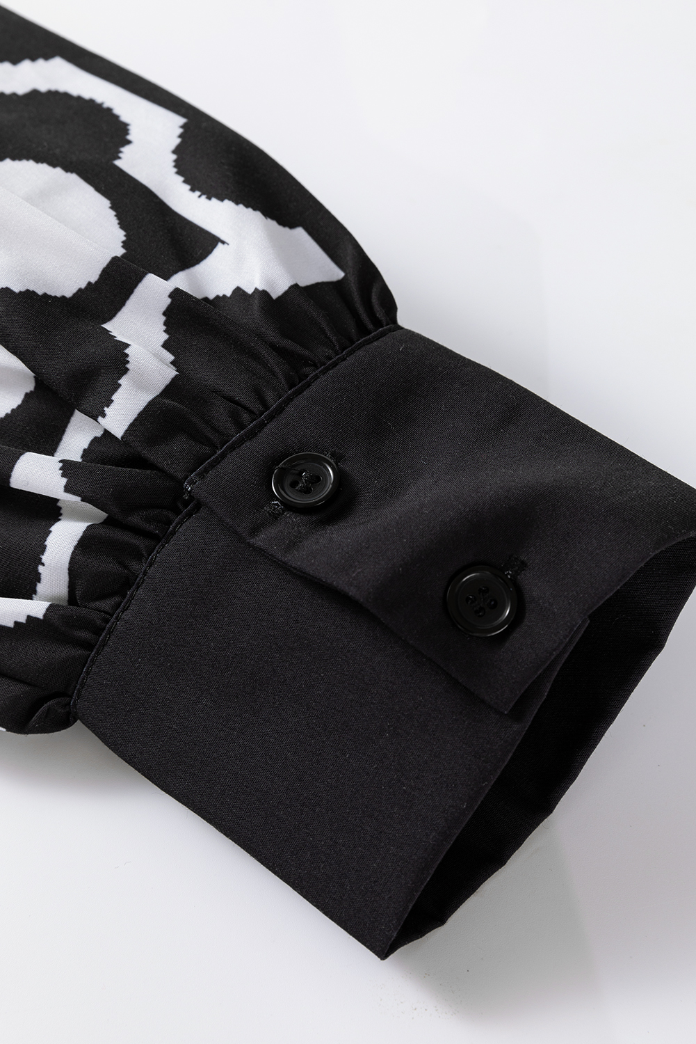 Black Polka Dot Floral Printed V Neck Long Sleeve Shift Mini Dress - Image 8